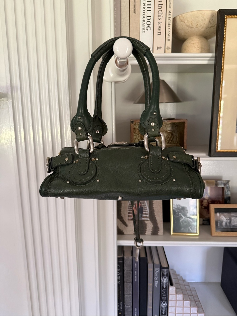 CHLOE Paddington Bag Small Green Silver Satchel Tote Phoebe Philo Y2K - Picture 5 of 14